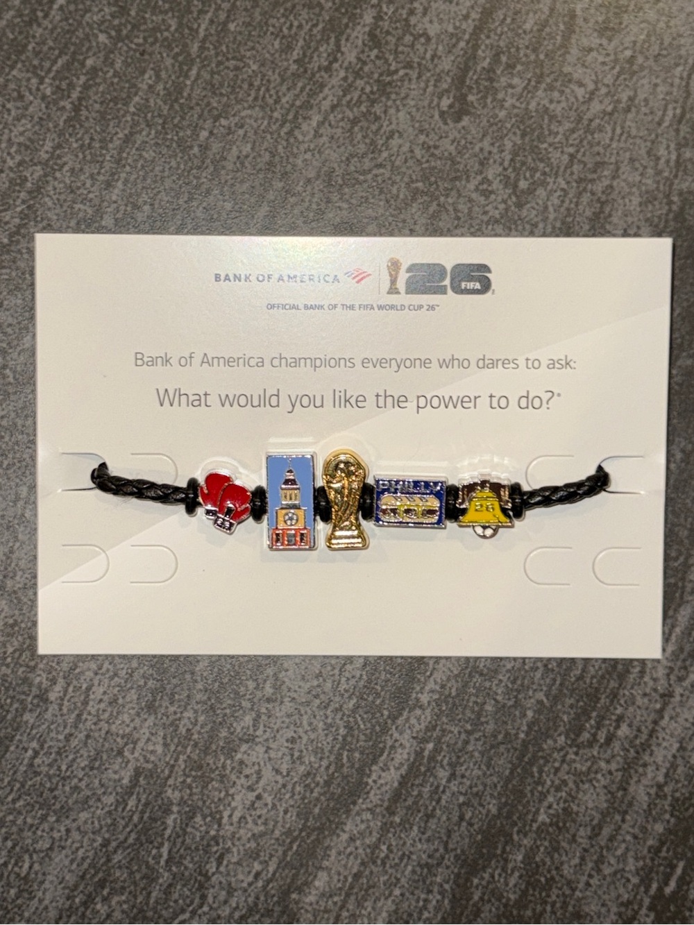 Philly Bank of America FIFA World Cup 26 Charm Bracelet with Braided Cord - Picture 2 of 3